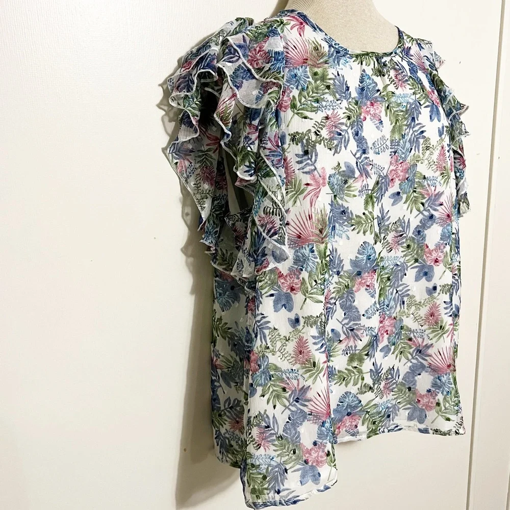 Walter Baker Tropical Swiss Dot Blouse M - Picture 3 of 10